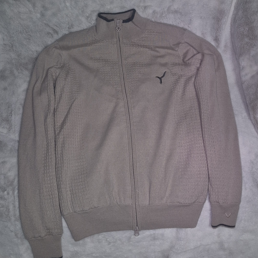 Callaway Beige Textured Zip-Up Jacket